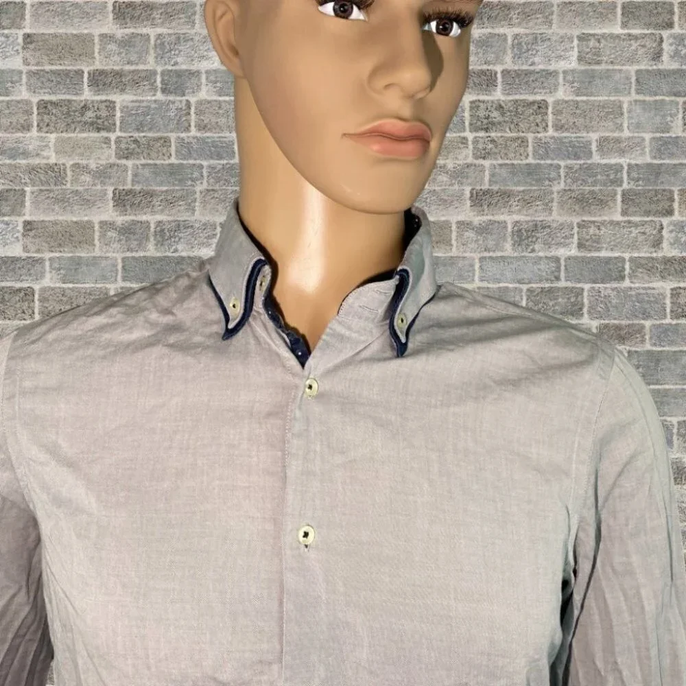 ZARA MAN Slim Fit collard long sleeve button up dress shirt Size M - Picture 3 of 5